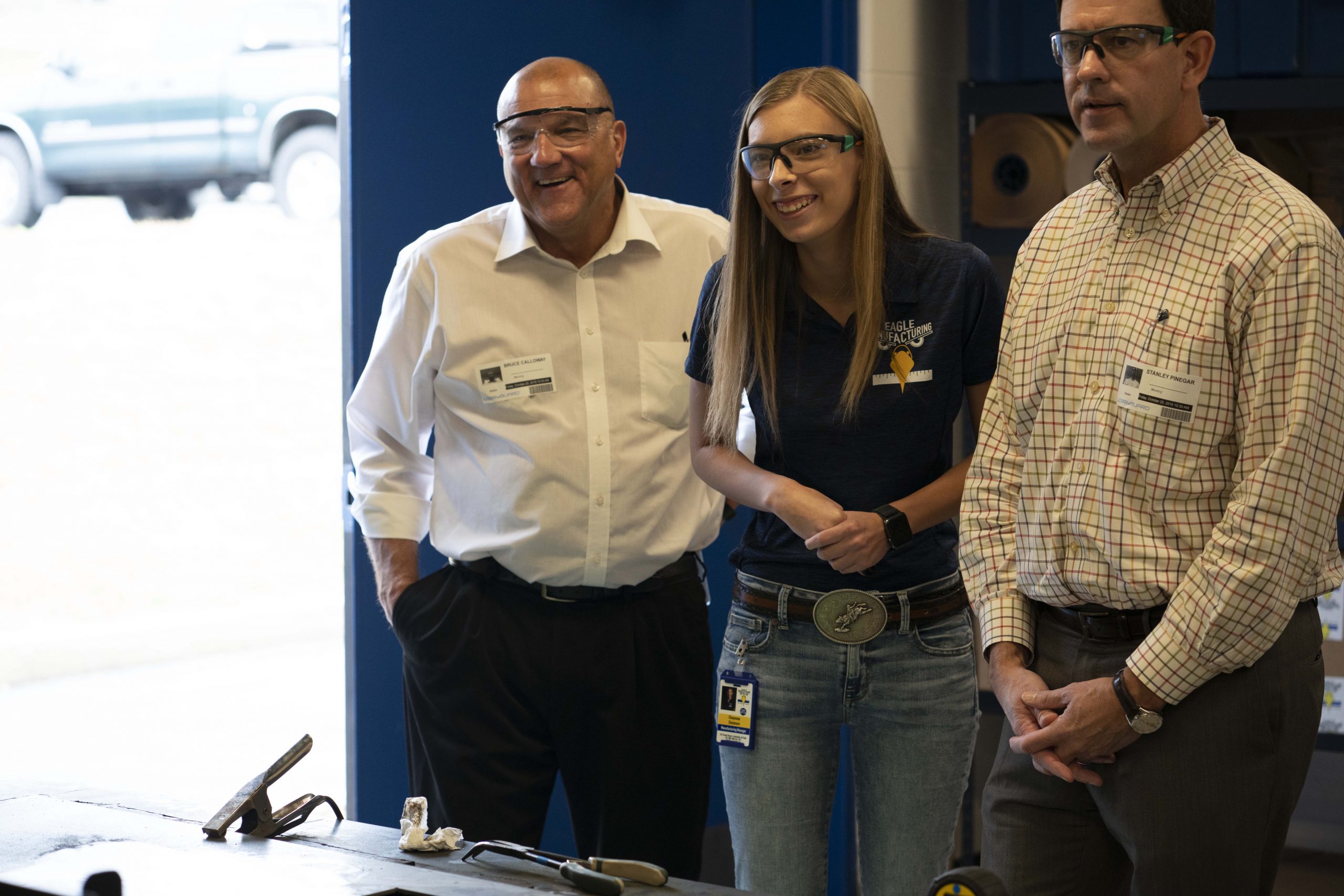 Manufacturing Production Manager Cheyenne Dinsmore shows off her staff